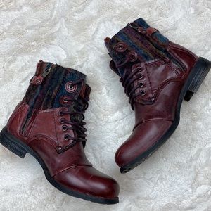 BUNKER footwear Sara burgundy side zip ankle boot